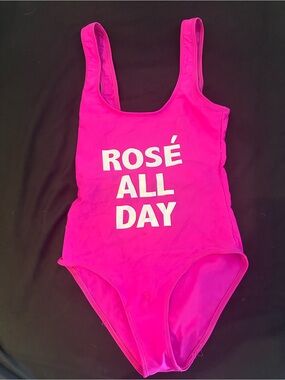 Pink "Rosé All Day" One-Piece Swimsuit